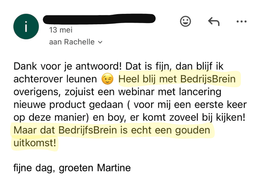 Review van klant over haar AI BedrijfsBrein