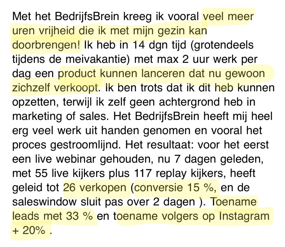 Review van klant over haar AI BedrijfsBrein